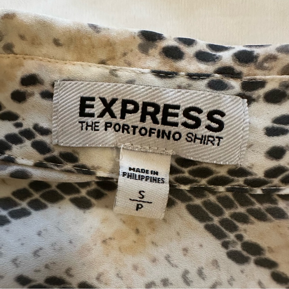 Express Snake Print Button Down Shirt - Black and Cream - Picture 6 of 8